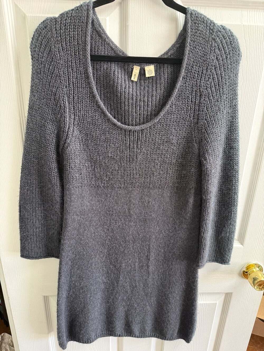 Moth Anthropologie Gray Knit Alpaca Wool Sweater Dress Tunic Size M